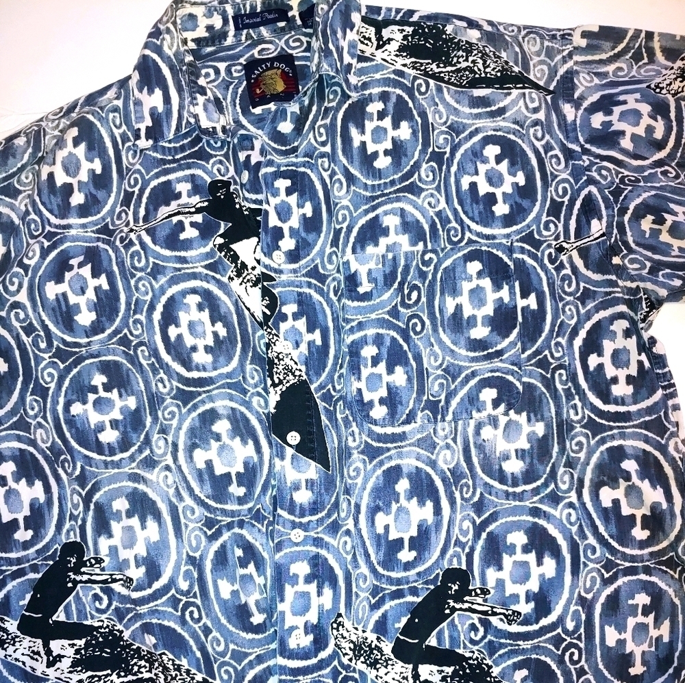 Salty Dog Surfer Cotton Button Shirt XL